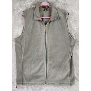 Woolrich Vest Mens XLarge Heather Gray Casual Dadcore Full Zip Pockets Fleece